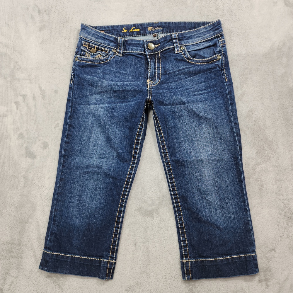 KUT From The Kloth Jeans Womens 8 Blue Low Rise Kate Crop Embroidered Stretch